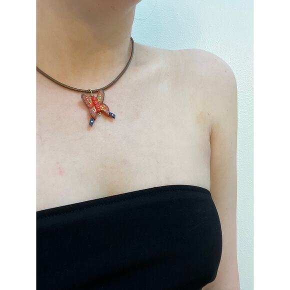 Hand-Carved Wooden Butterfly Pendant Necklace – Fairycore Gorpcore Style - Picture 6 of 6